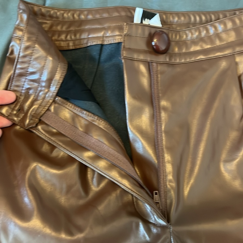 Princess Polly Love Club Faux Leather Pants Brown Size 2 - Picture 9 of 10